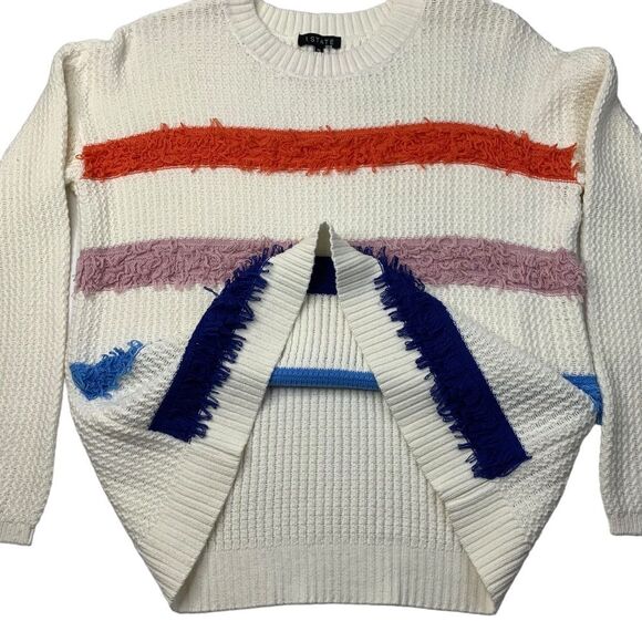 1.State Women's Loop Stitch Multi Color Stripe Sweater - Picture 3 of 8